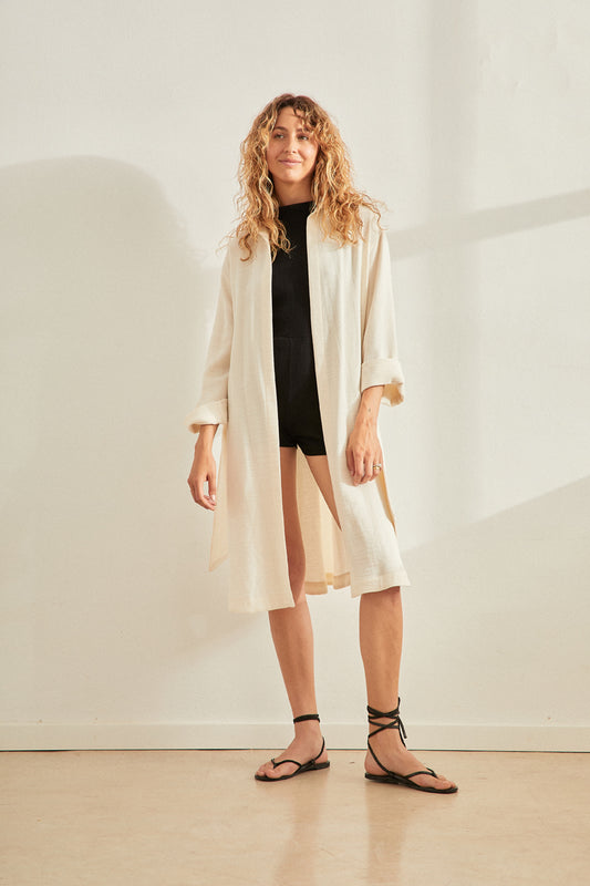 ORGANIC COTTON TRENCH COAT WITH BELT