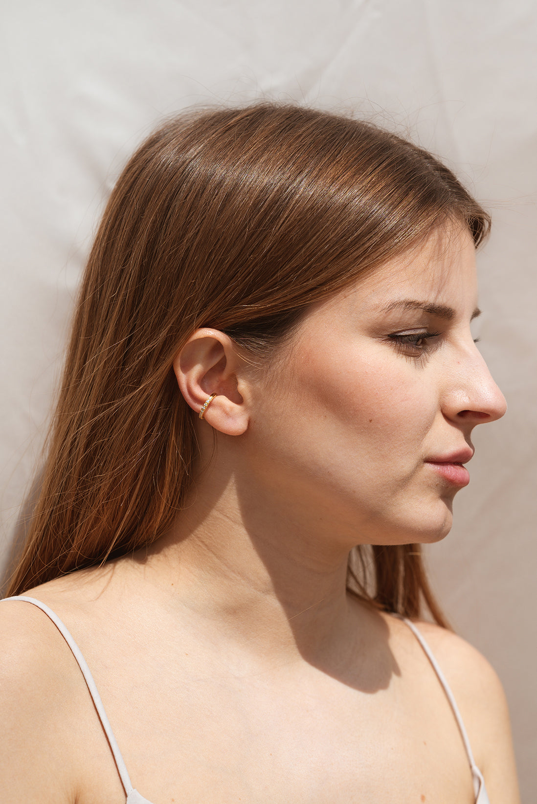 IDEAL CUFF GOLD - Ear Cuff Zirconia Blanca