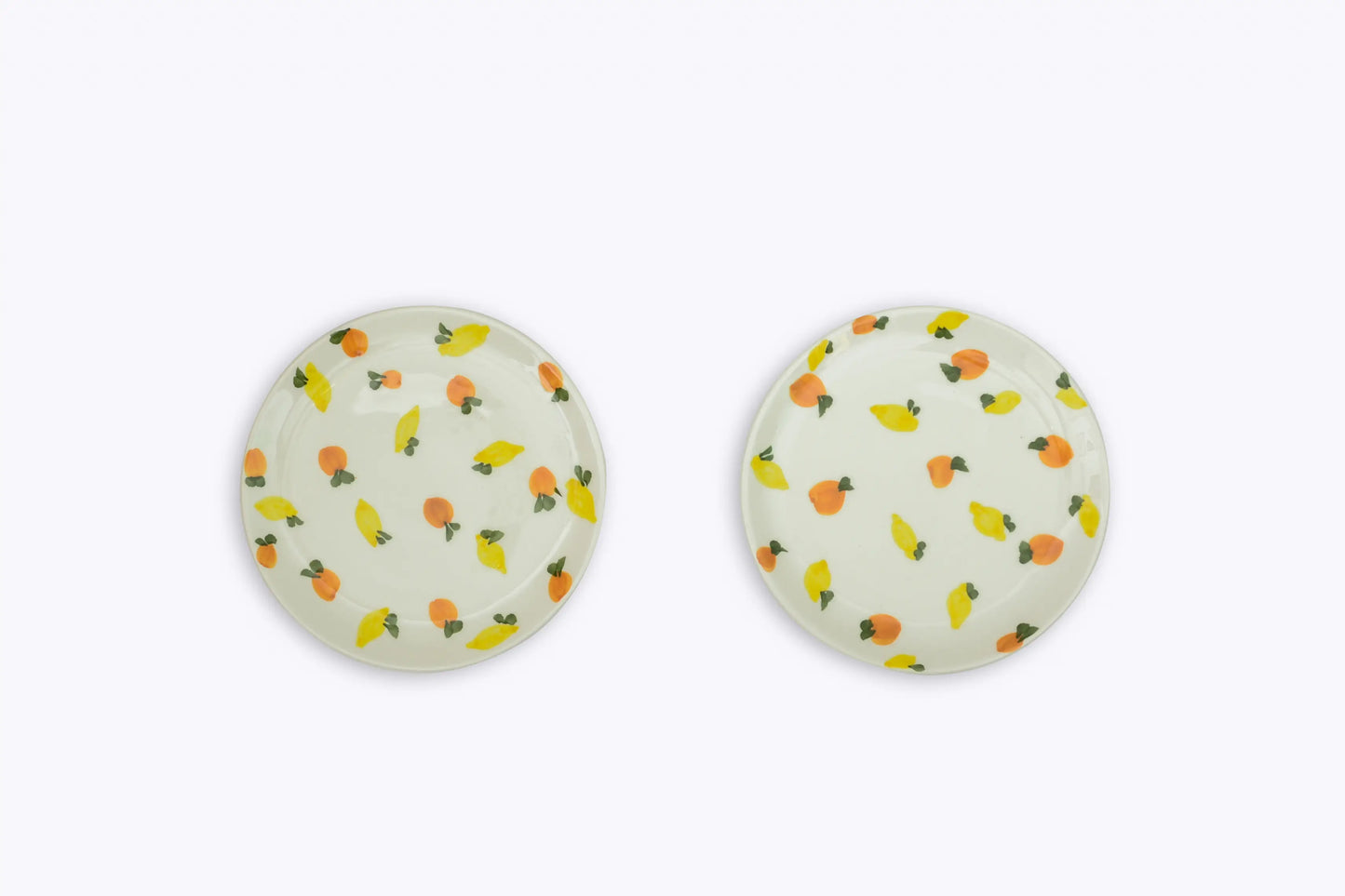 Lemon & Orange Ceramic set of two main meal dishes