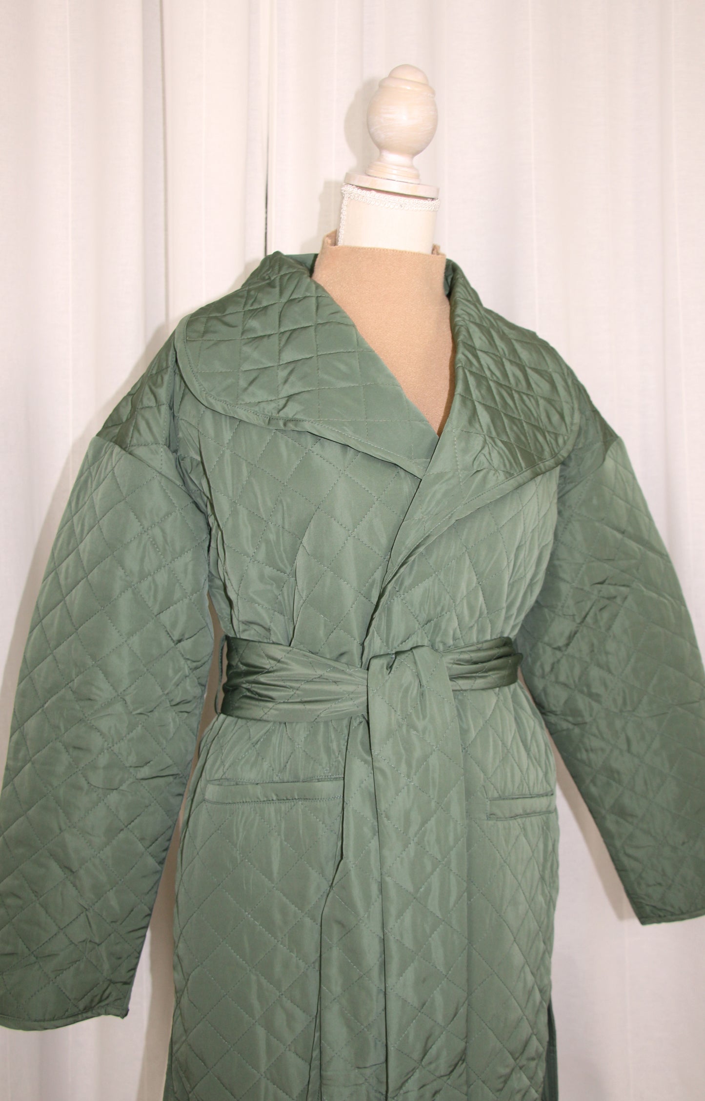 GREEN OLIVE QUILTED JACKET