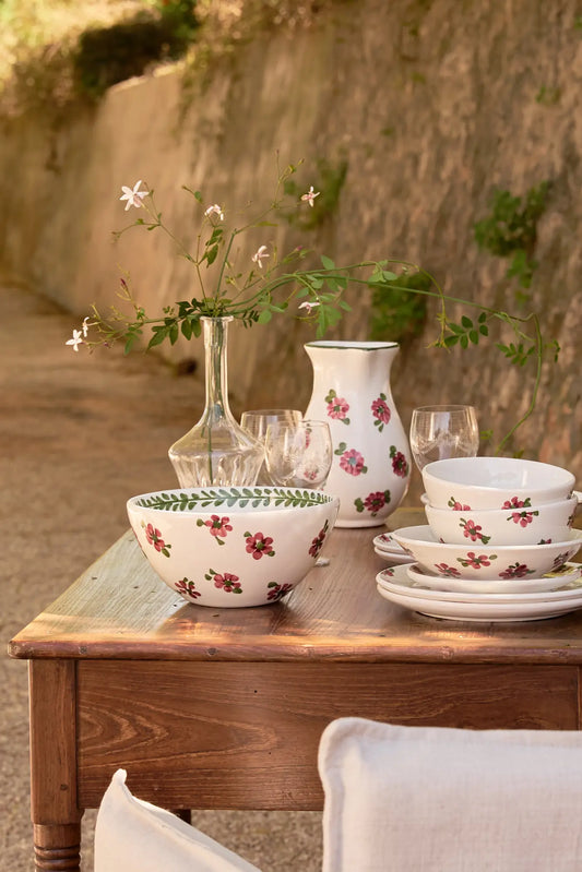 CERAMIC FLOWERS set of two soup meal dishes